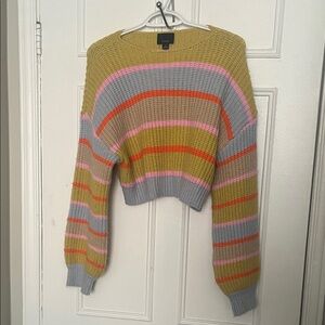 Lumiere Colorful Striped Cropped Sweater